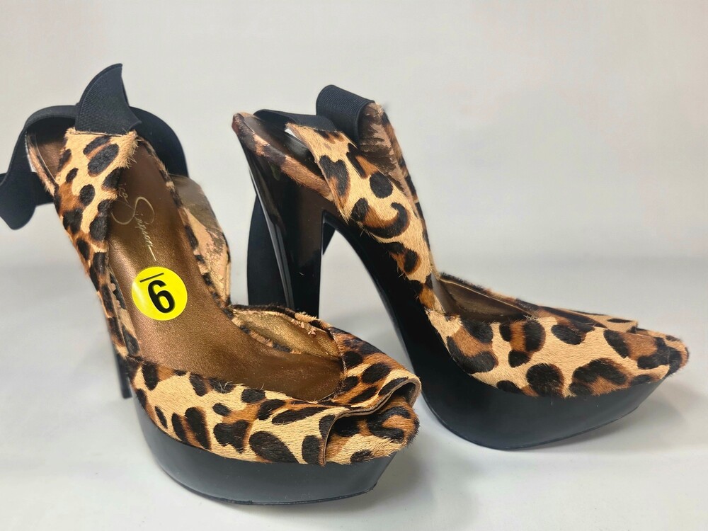Jessica Simpson Leopard Print High Heel Sandals Size 9 Platform